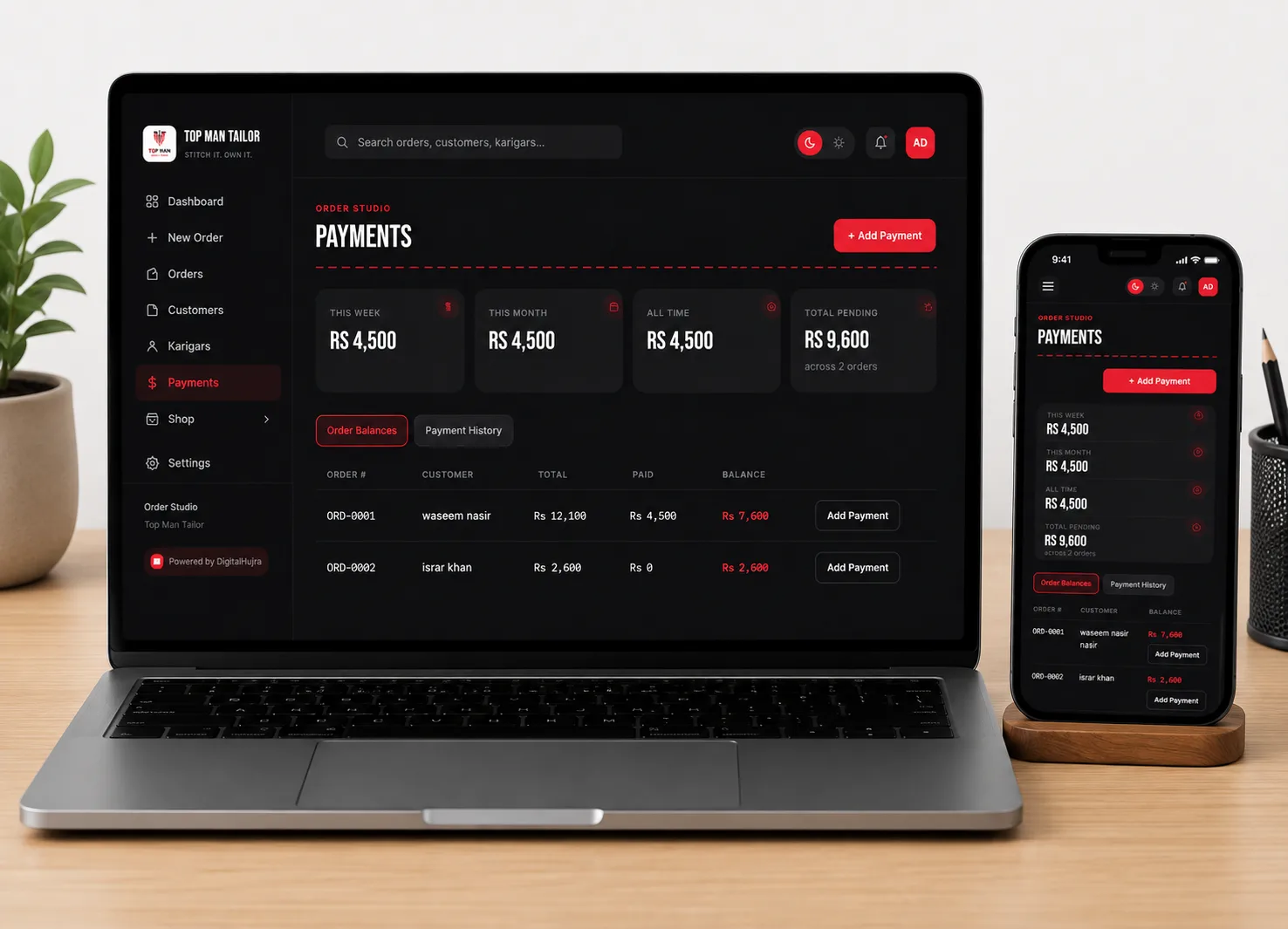 Payments · Order Balances & History