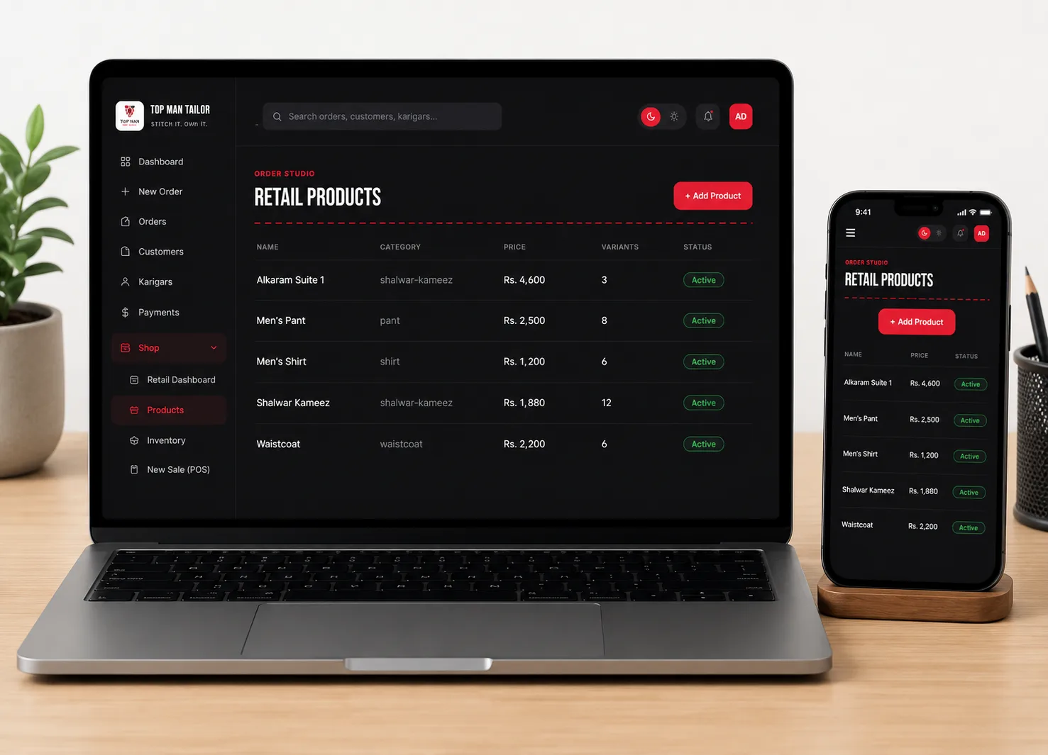 Shop · Retail Products & Variants